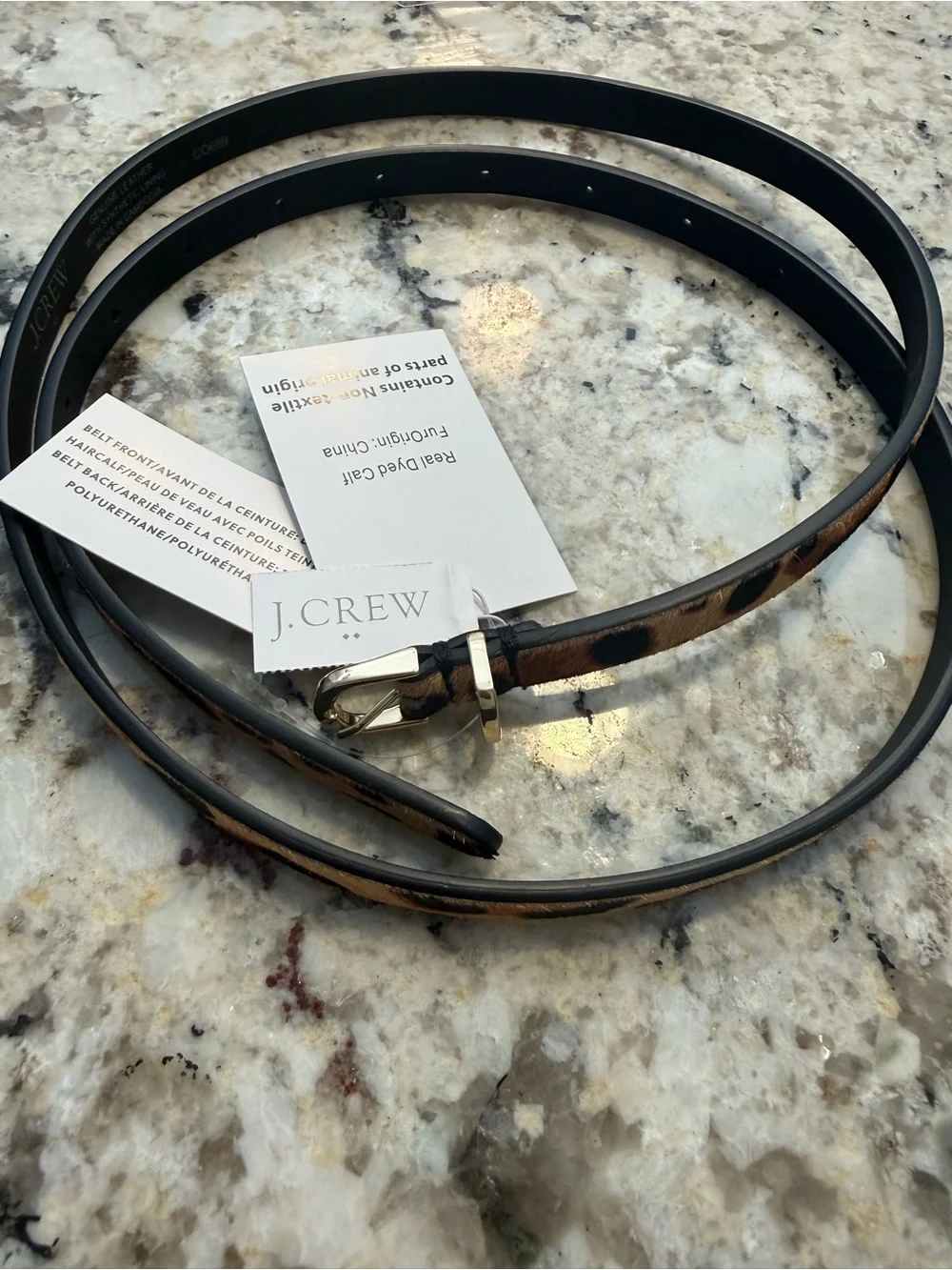 NWT J. Crew Leopard Print Skinny Belt with Gold Buckle size M-L - Picture 3 of 4